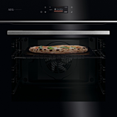 Aeg GX7PB63FSB 59.6cm Built In Electric Single Oven - Gloss Black with Steel Trim