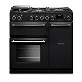 Rangemaster AURA90DFP/19324 Aura 90cm Dual Fuel Black - Brushed Nickel trim