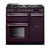 Rangemaster AURA90DFP/19330 Aura 90cm Dual Fuel Plum - Brushed Nickel