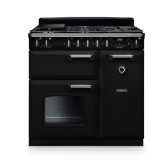 Rangemaster CL90DFPGBL/CM1 14150 Classic 90cm Dual Fuel Range Cooker Gloss Black / Chrome, A Rated