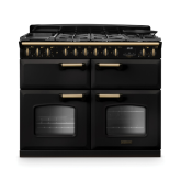 Rangemaster CLDLB110DFPCBL/AB1 110Cm Dual Fuel Range Cooker Classic Deluxe Charcoal Black / Antique 