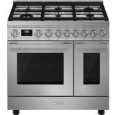 Smeg CPF92GMX 90cm Portofino Dual Fuel Range Cooker Stainless Stainless Steel
