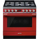 Smeg CPF9GPR 90Cm Portofino Dual Fuel Range Cooker Red