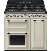 Smeg TR93P 90cm Victoria Dual Fuel Range Cooker Cream