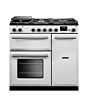 Rangemaster AURA90DFP/19323 Aura 90cm Dual Fuel White - Brushed Nickel trim