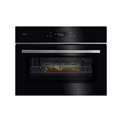 Aeg GK7NK62FB 59.5cm Compact Combi Microwave Oven - Gloss Black with Steel Trim