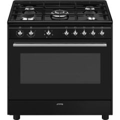 Smeg Concert CX91GMBL 90cm Dual Fuel Range Cooker wtih Gas Hob - Black 