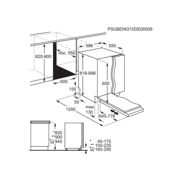 Aeg GI6200B2TU Integrated Dishwasher - 14 Place Settings