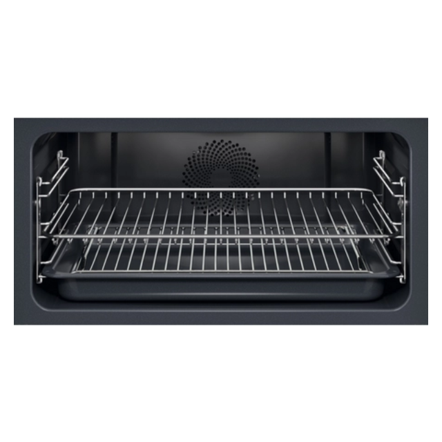 Aeg GK6NK40FB 59.5cm Compact Combi Microwave Oven - Gloss Black with Steel Trim