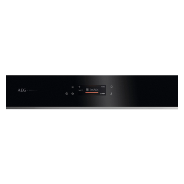 Aeg GX7PB63FSB 59.6cm Built In Electric Single Oven - Gloss Black with Steel Trim