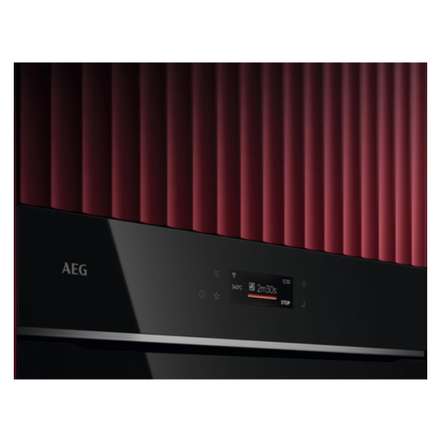 Aeg GX7PB63FSB 59.6cm Built In Electric Single Oven - Gloss Black with Steel Trim