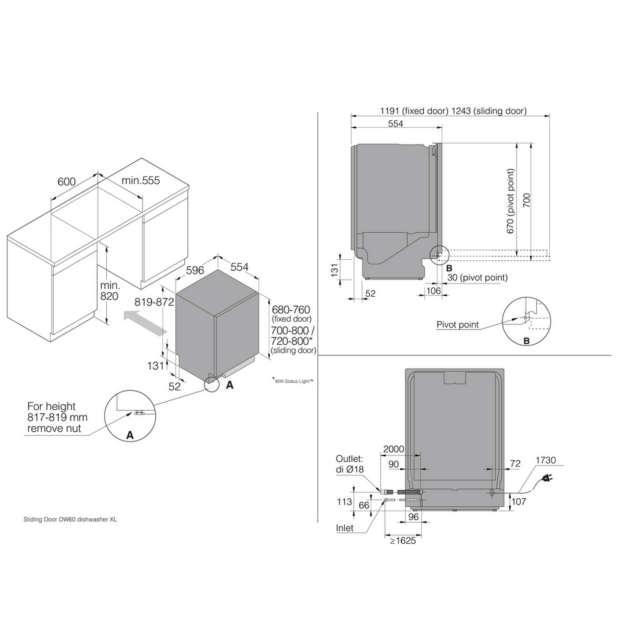 ASKO DSDP747U.UK Integrated Dishwasher 14 Place Settings
