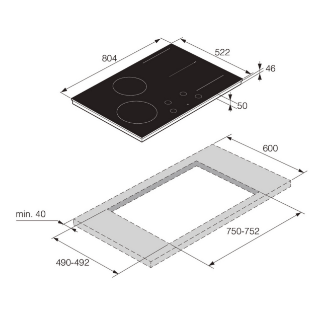 Asko HID824GC 80cm 4-Zone Induction Hob Black