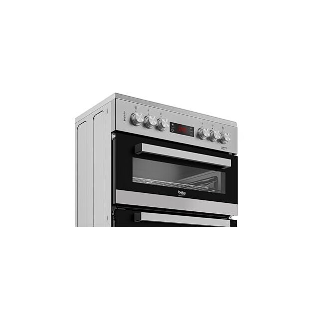 Beko EDC634S 60cm Double Oven Electric Cooker with Ceramic Hob - Silver