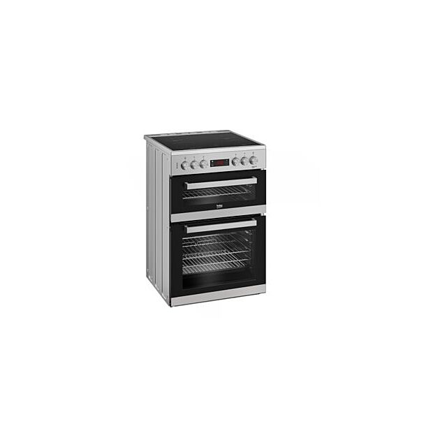 Beko EDC634S 60cm Double Oven Electric Cooker with Ceramic Hob - Silver