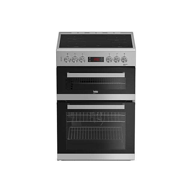 Beko EDC634S 60cm Double Oven Electric Cooker with Ceramic Hob - Silver