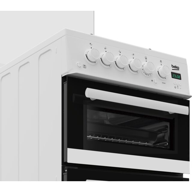 Beko EDG507W 50cm Twin Cavity Gas Cooker with Gas Hob - White