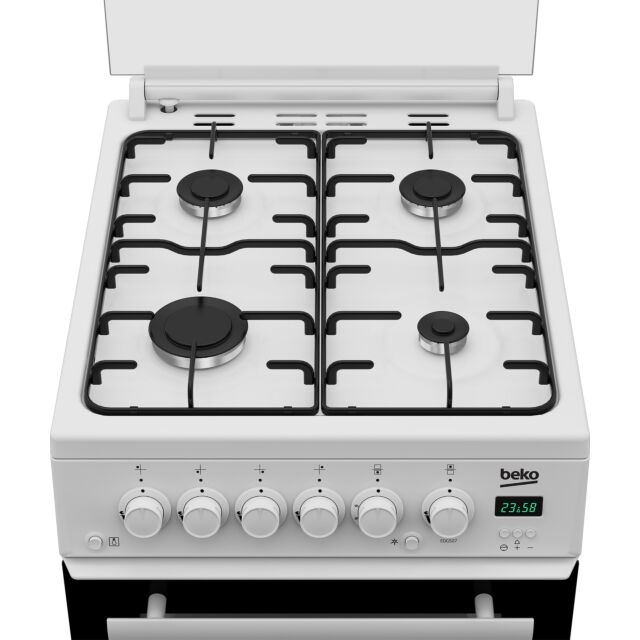 Beko EDG507W 50cm Twin Cavity Gas Cooker with Gas Hob - White