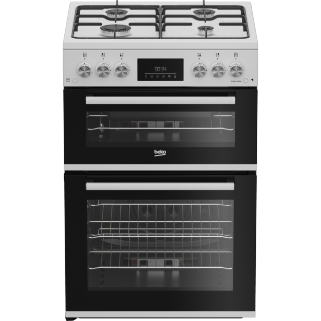 Beko EDG6231W Double Oven Gas Cooker with Gas Hob - White