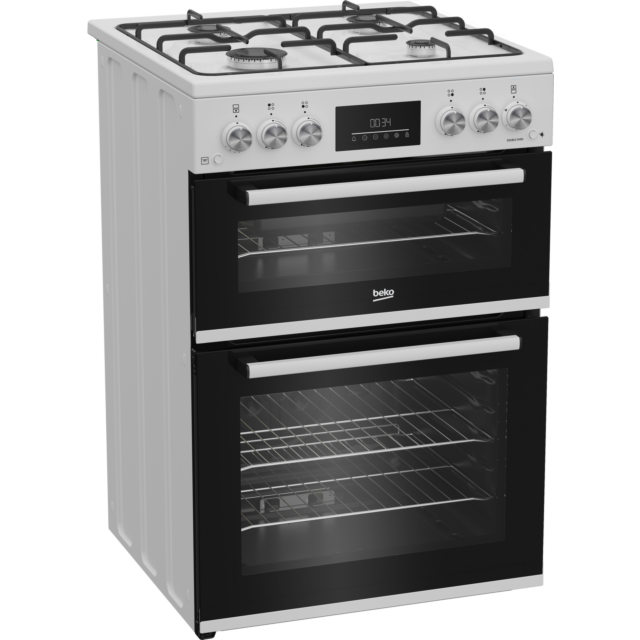 Beko EDG6231W Double Oven Gas Cooker with Gas Hob - White