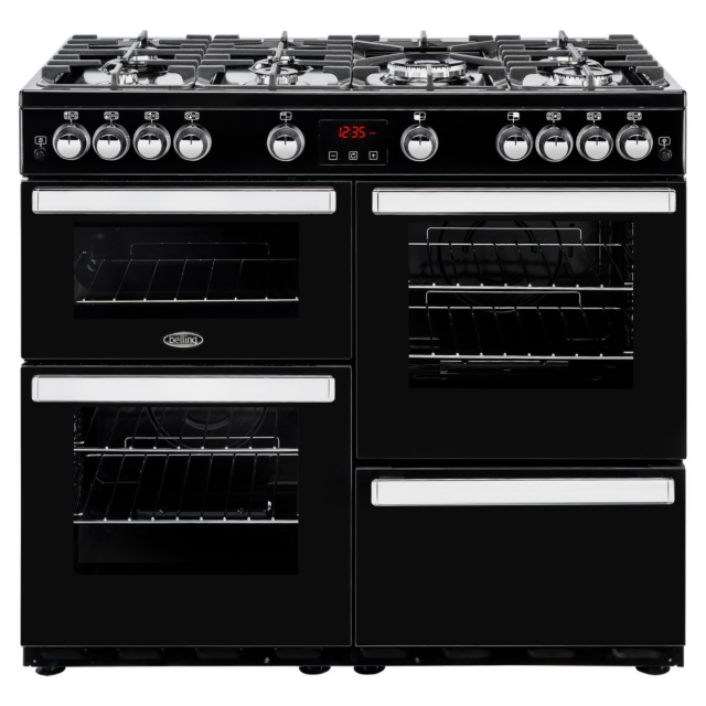 Belling 444411728 X100G 100cm Gas Rangecooker with Double Oven and Gas Hob - Black