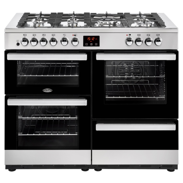Belling 444444094 110DFT 110cm Dual Fuel Rangecooker with Double Oven and Gas Hob - Stainless Steel