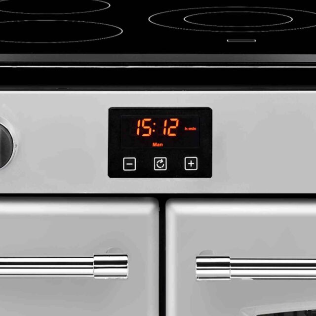 Belling 444444137  100E 99.6cm Electric Rangecooker with Triple Oven and Ceramic Hob - Silver