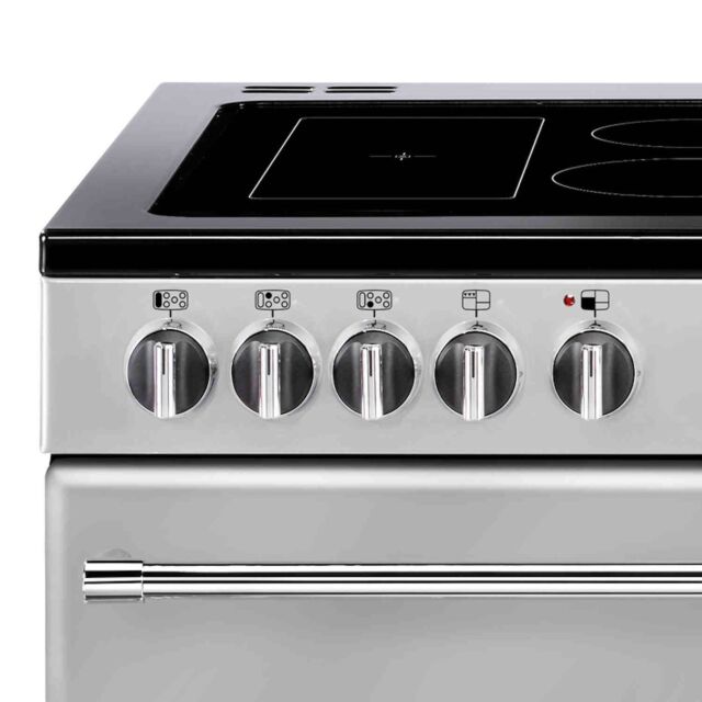 Belling 444444137  100E 99.6cm Electric Rangecooker with Triple Oven and Ceramic Hob - Silver