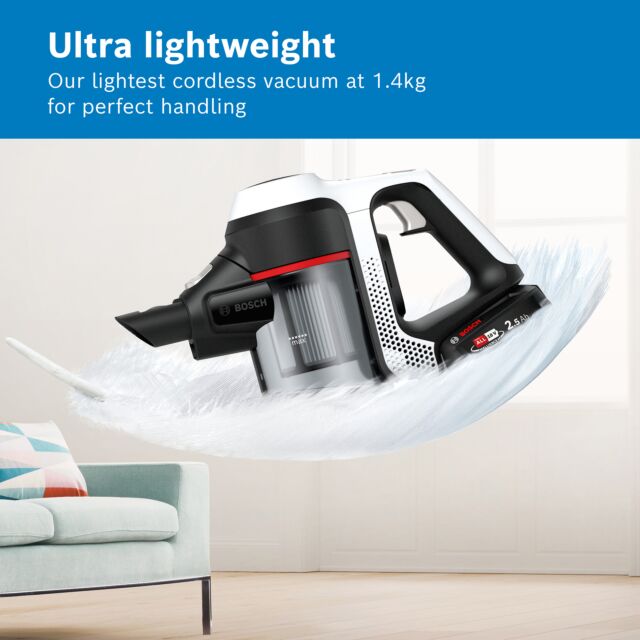 Bosch BCS612GBKIT BCS612GB Unlimited Serie 6 ProHome Cordless Vacuum Cleaner - 30 Minute Run Time - White PLUS Battery