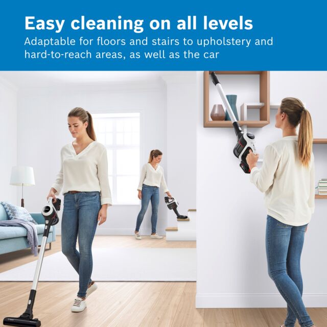 Bosch BCS612GBKIT BCS612GB Unlimited Serie 6 ProHome Cordless Vacuum Cleaner - 30 Minute Run Time - White PLUS Battery