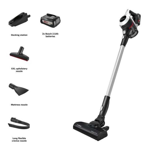 Bosch BCS612GBKIT BCS612GB Unlimited Serie 6 ProHome Cordless Vacuum Cleaner - 30 Minute Run Time - White PLUS Battery