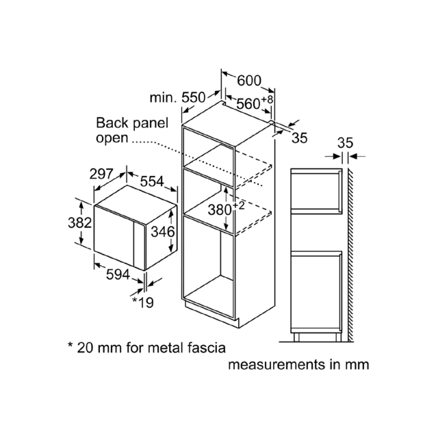 Bosch BFL523MS0B Series 4 Built-In Microwave
