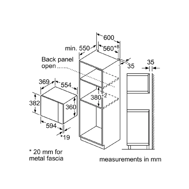 Bosch BFL553MS0B Series 4 Built-In Microwave