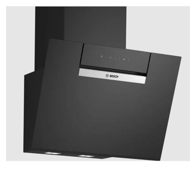 Bosch DWK67FN60B 60cm, Angled Glass Wall Hood, Smart Hood Automatic, Touch Control, LED Lights. Opti