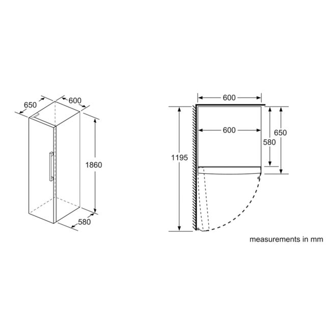 Bosch KSV36VWEPG Serie 4 Upright Fridge 186Cm High
