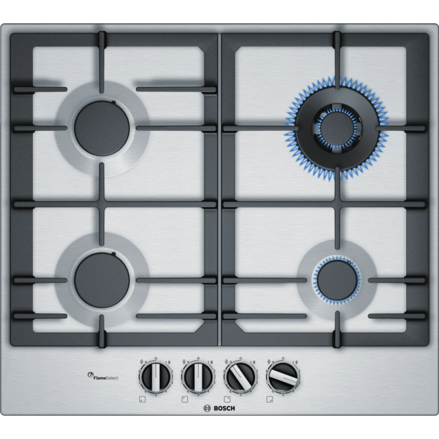 Bosch PCH6A5B90 58.2cm Gas Hob - Stainless Steel