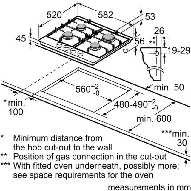 Bosch PGP6B5B60 Gas Hob 4 Burner