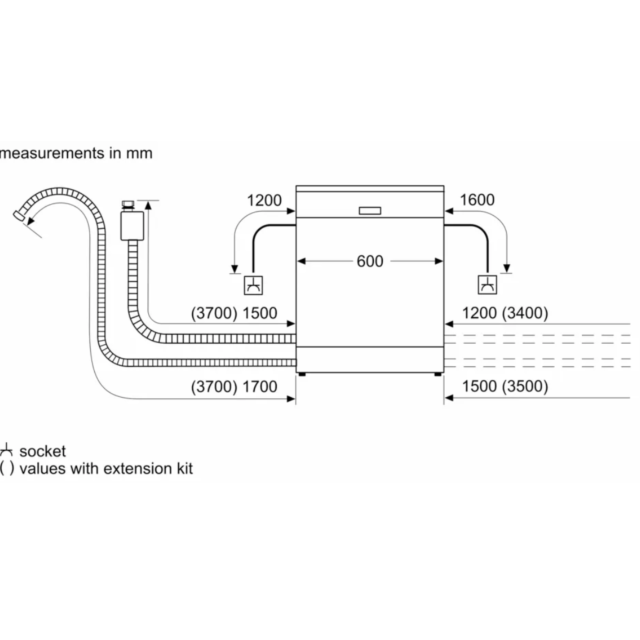 Bosch SMH4HVX00G 6 programmes, Vario Flex baskets, Vario Drawer, 5 options, Info Light, 46dB, 9L, 14