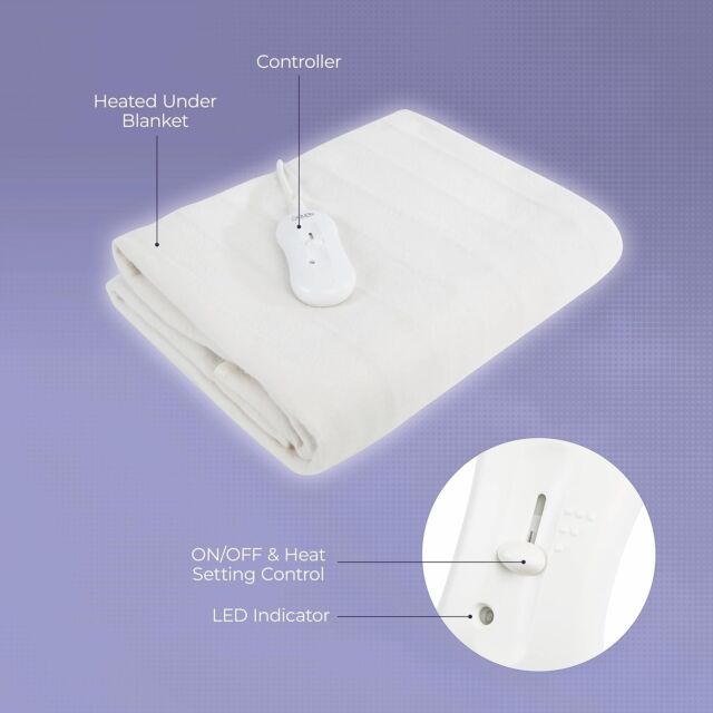 Carmen C81193 Double Heated Electric Under Blanket 