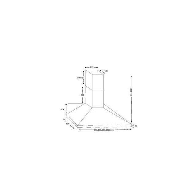 Cda ECH63BL Chimney Extractor, Ducted/Recir, 3 Speeds, 475M3/H, 64 Dba, Led Lighting, Black