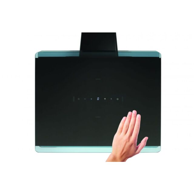 Cda EXG90BL 90cm gesture control angled black glass extractor, TC , LED lights (CHA37)