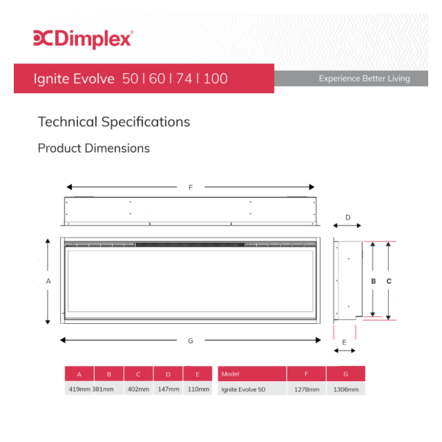 Dimplex EVO1200 Ignite Evolve 50