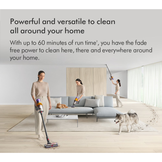 Dyson V15TOTALCLEAN23 Cordless Stick Vacuum Cleaner - 60 Minutes Run Time - Black