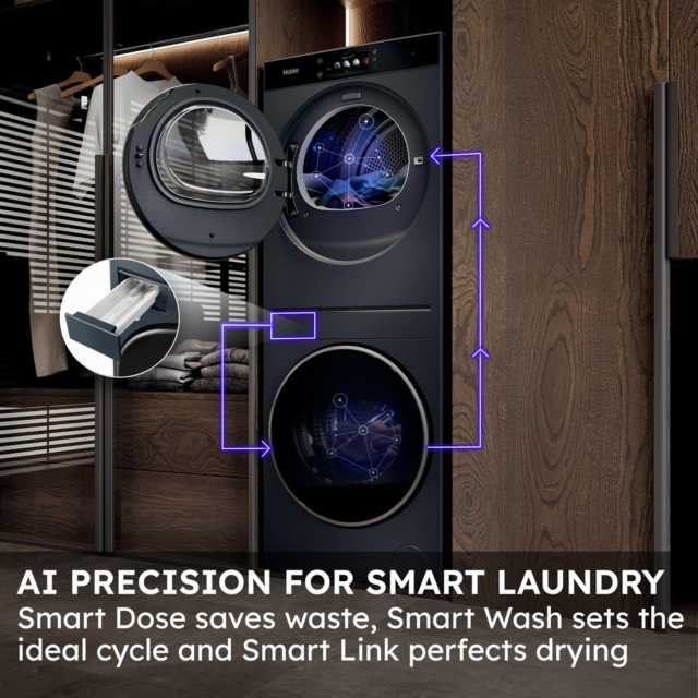 Haier CCE L02LU1-UK Washer Dryer Tower 10kg/8kg
