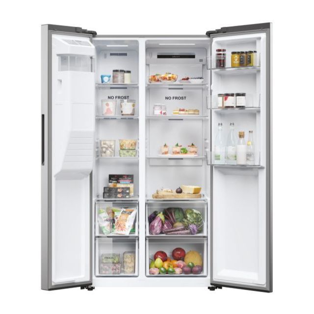 Haier HSR5918DIMP American Style Fridge Freezer
Freestanding, No Frost, Light Led, Class D, Platinum
