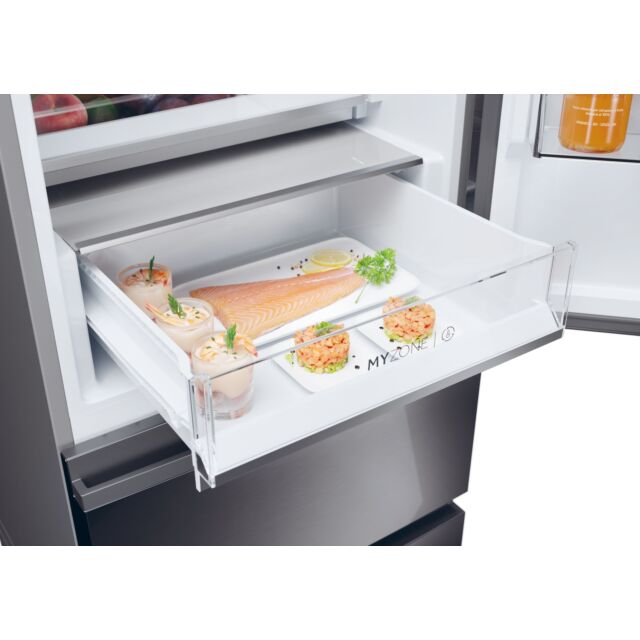 Haier HTW5618EWMP 59.5Cm 3D Fridge Freezer - Dark Inox