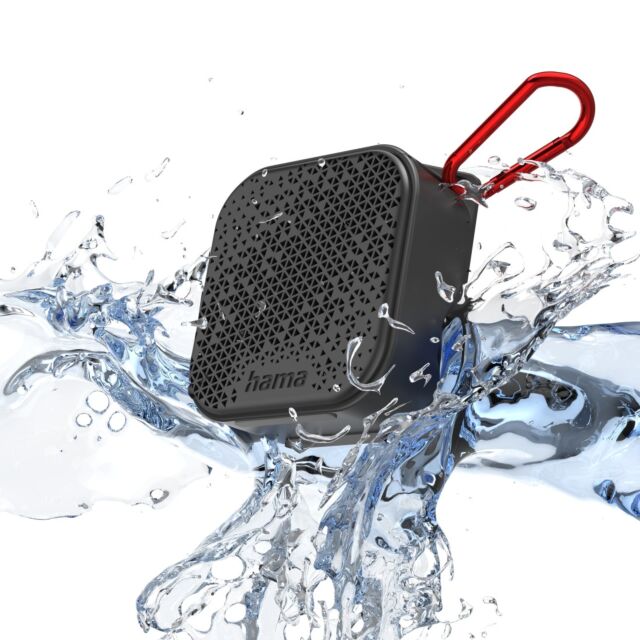 Hama 00173193 Bluetooth Pocket 2.0inch Loudspeaker, Waterproof, 3.5 W, Black