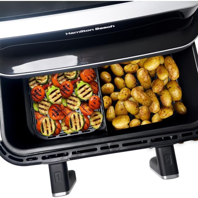 Hamilton Beach HB700VCGS Air Fryer 9 Litre Single Drawer With Divider 