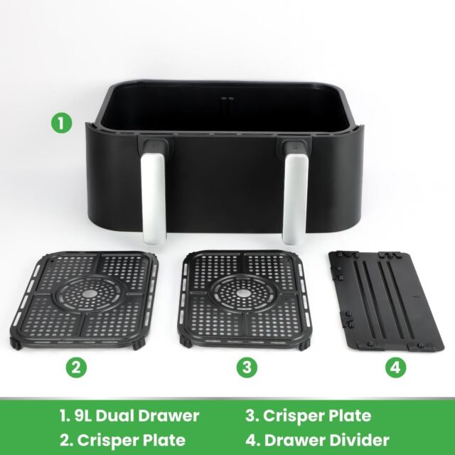 Hamilton Beach HB700VCGS Air Fryer 9 Litre Single Drawer With Divider 