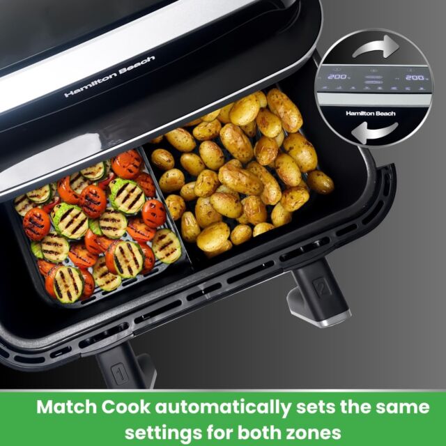 Hamilton Beach HB700VCGS Air Fryer 9 Litre Single Drawer With Divider 
